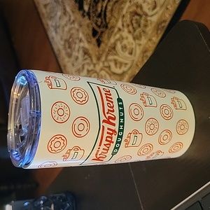 Krispy Kreme white red green stainless steel tall coffee cup insulated 30oz EUC…